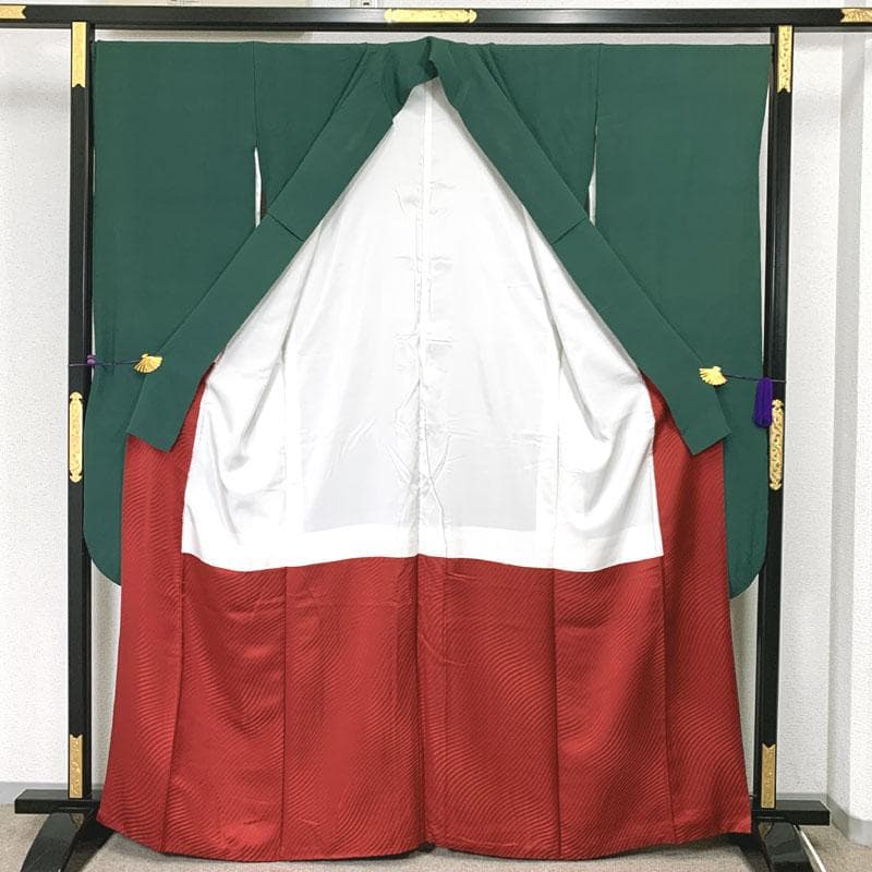 601z27〇色無地振袖 緑 シンプル モダン〇成人式 結婚式