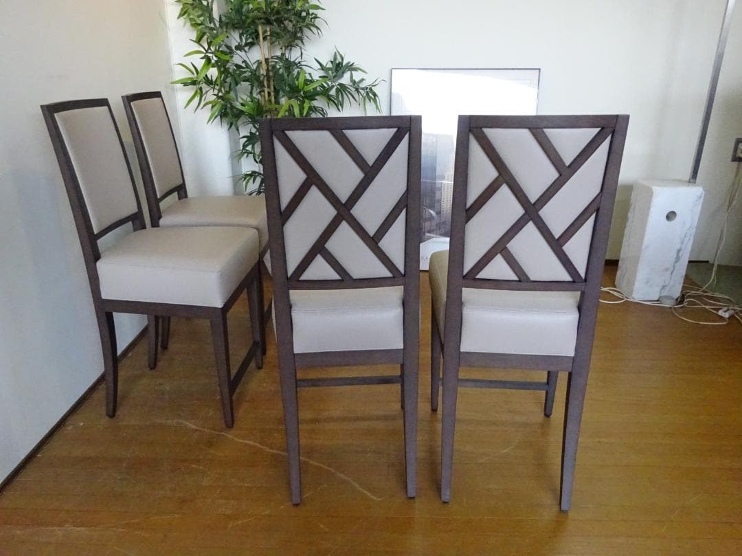 akira09221120　展示品　DE　本革張り　ダイニングチェア　4脚