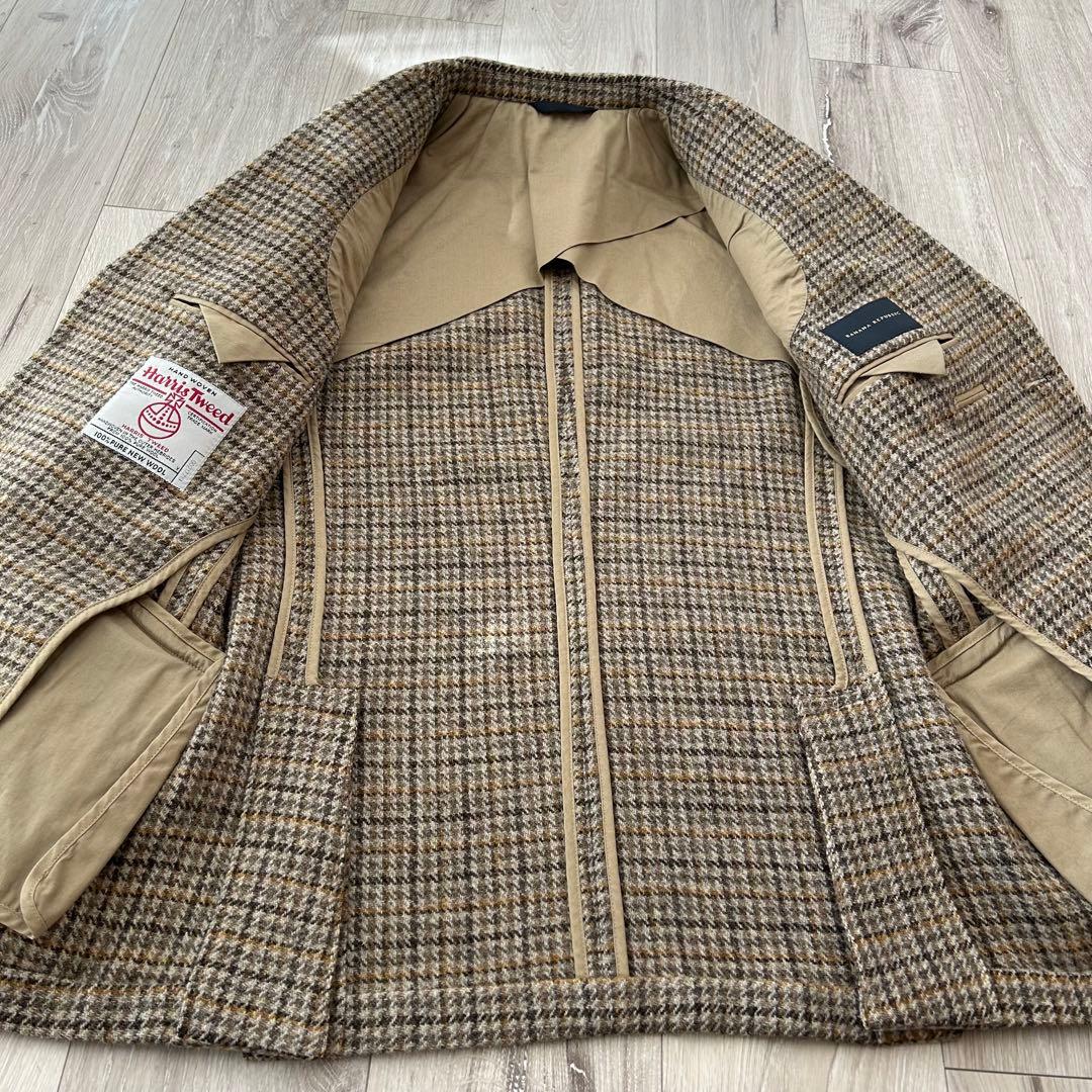バナナリパブリック ハリスツイード テーラードジャケット ベージュ チェック40