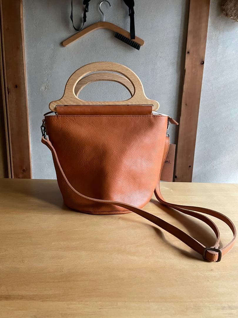 【未使用品】浅草革小物Kanmi. カンミ2wayレザーショルダーバッグブラウン