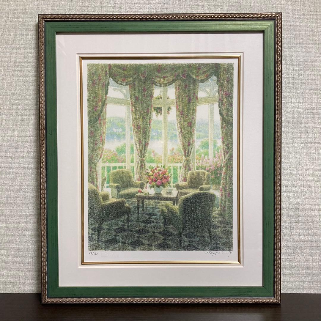 【真作】笹倉鉄平「湖水をながめながら」ジクレー 直筆サイン 保証書有 版画 絵画