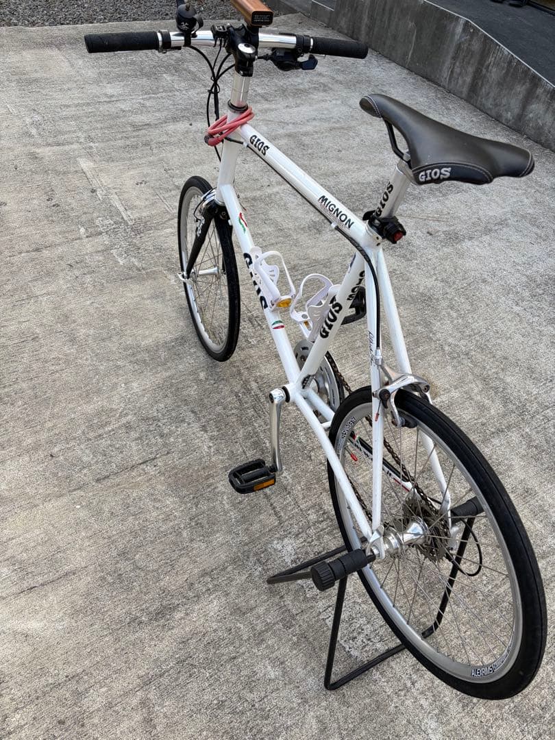 GIOS ミニベロ 自転車 ホワイト　スタンド付