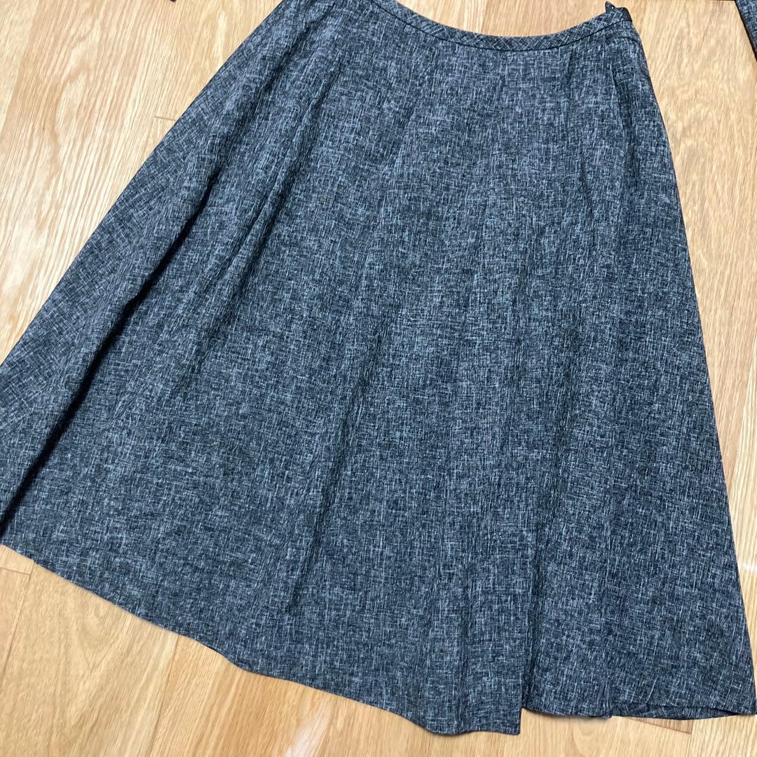 美品　Leilian グレー スカートセットアップ　スーツセット　S
