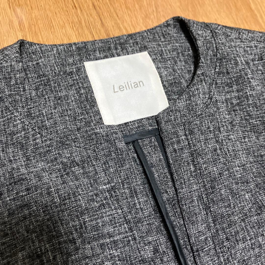 美品　Leilian グレー スカートセットアップ　スーツセット　S