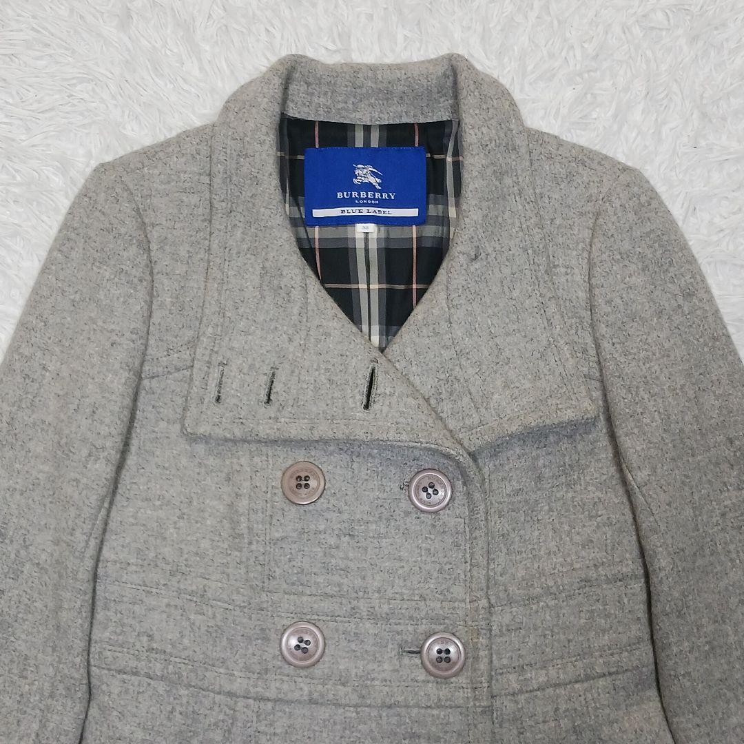 ✨美品✨バーバリーブルーレーベル　アンゴラ混 コート　ノバチェック　ダブル