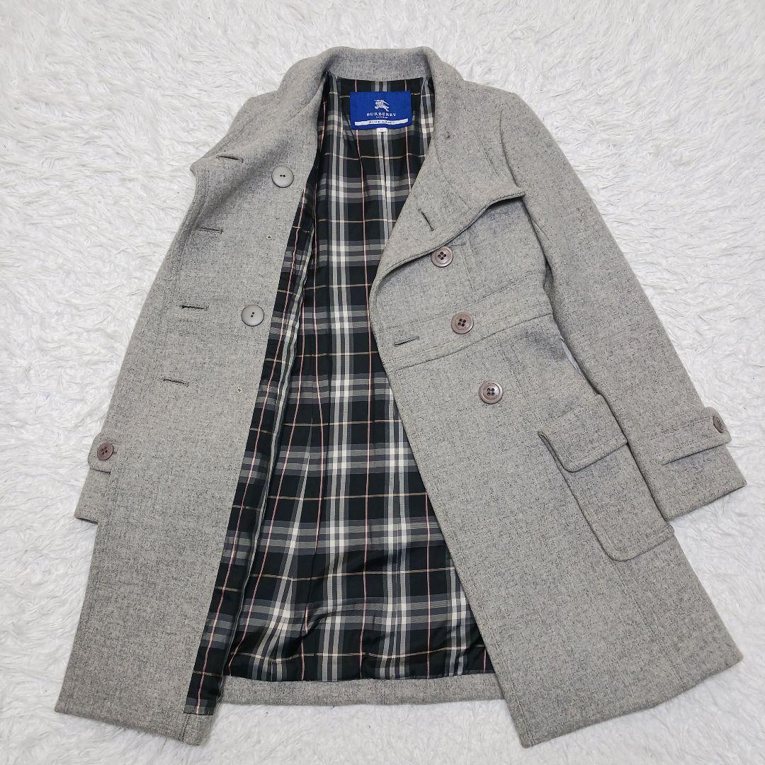 ✨美品✨バーバリーブルーレーベル　アンゴラ混 コート　ノバチェック　ダブル