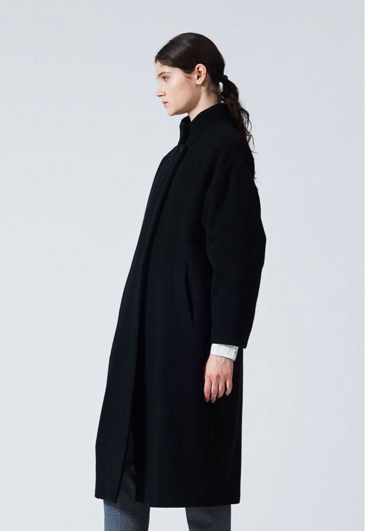 mizuiroind ウールブレンドスタンドカラーコート