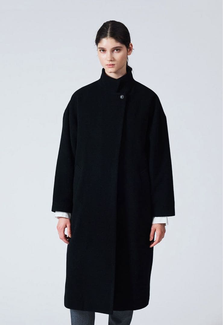 mizuiroind ウールブレンドスタンドカラーコート