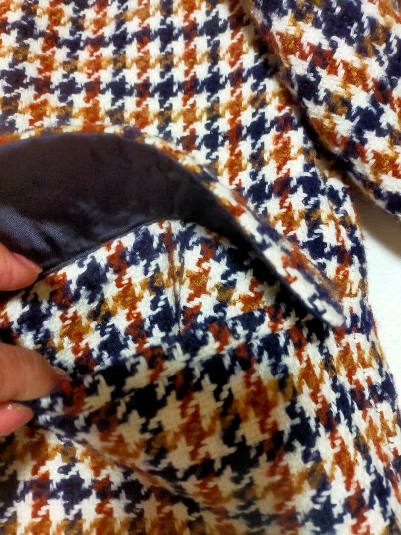 美品！23区 ループヤーン チェック ツイード ロングコート　38