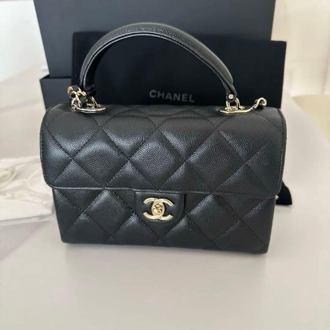 【極美品】シャネル トップハンドル ミニマトラッセ キャビアスキン