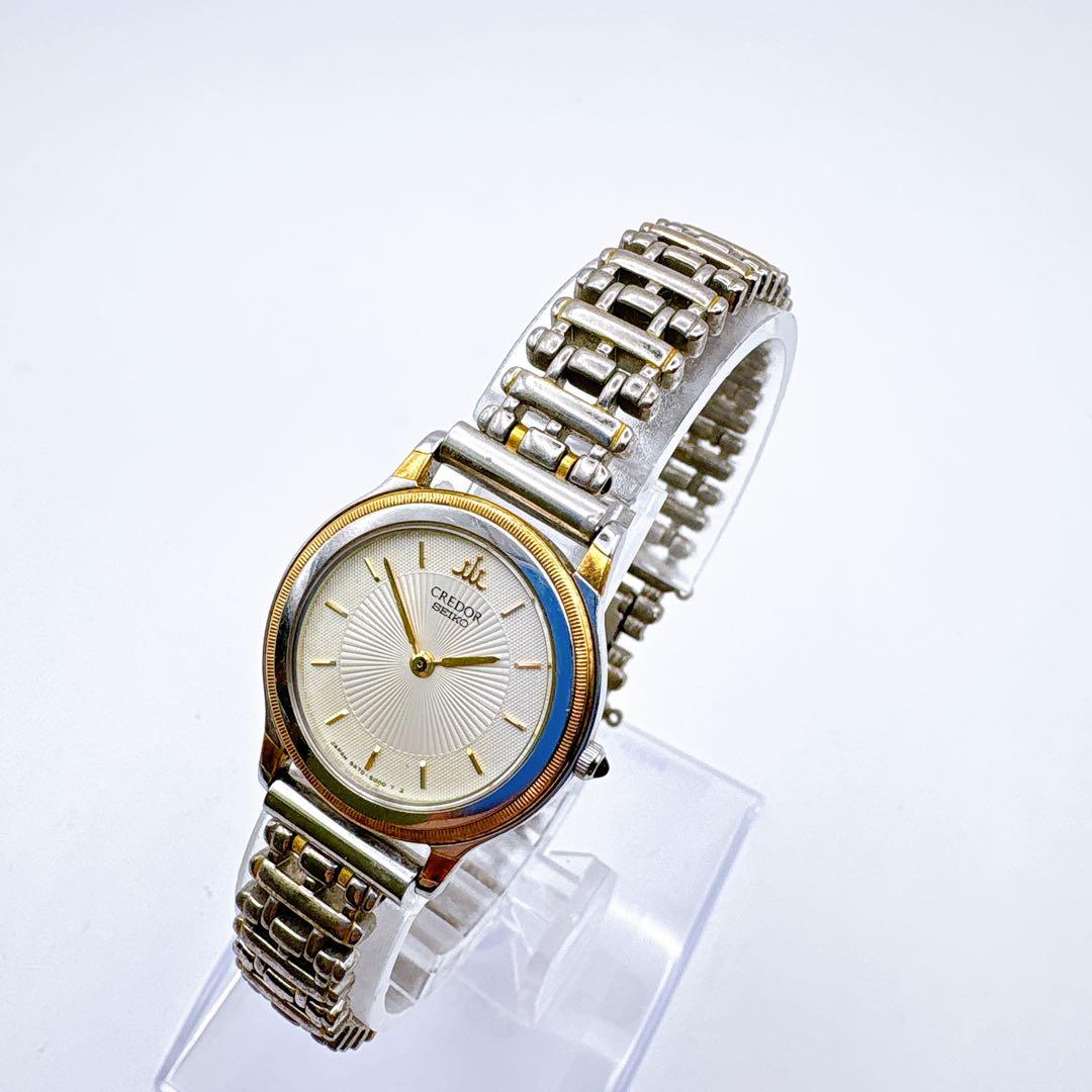 稼働品 SEIKO CREADOR アナログ腕時計 シルバー/ゴールド 18KT