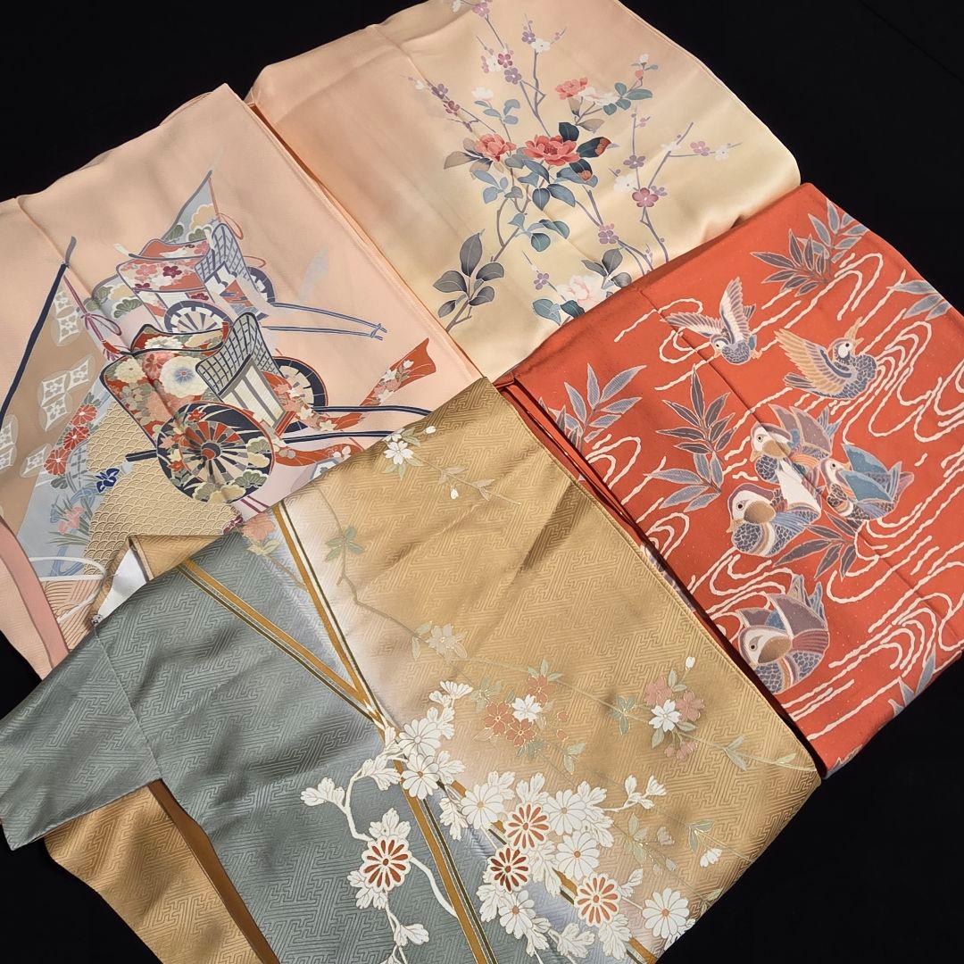 【予約済】着物と帯京月花 m3776 ■割と綺麗な正絹訪問着4点■加賀/友禅