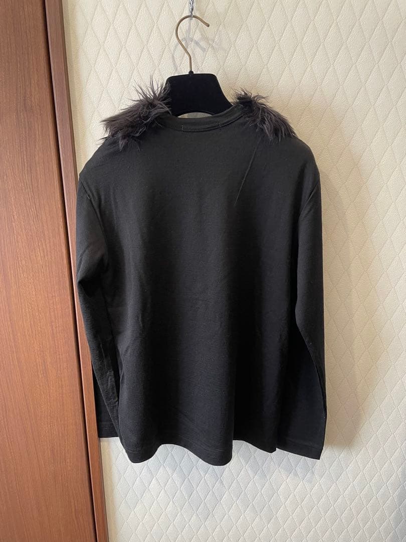 コムデギャルソン ファー襟付きカットソー　黒　XS