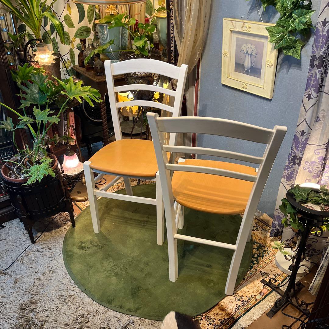 Sale L１　２脚セット　シャビーst 　木製ダイニングチェア