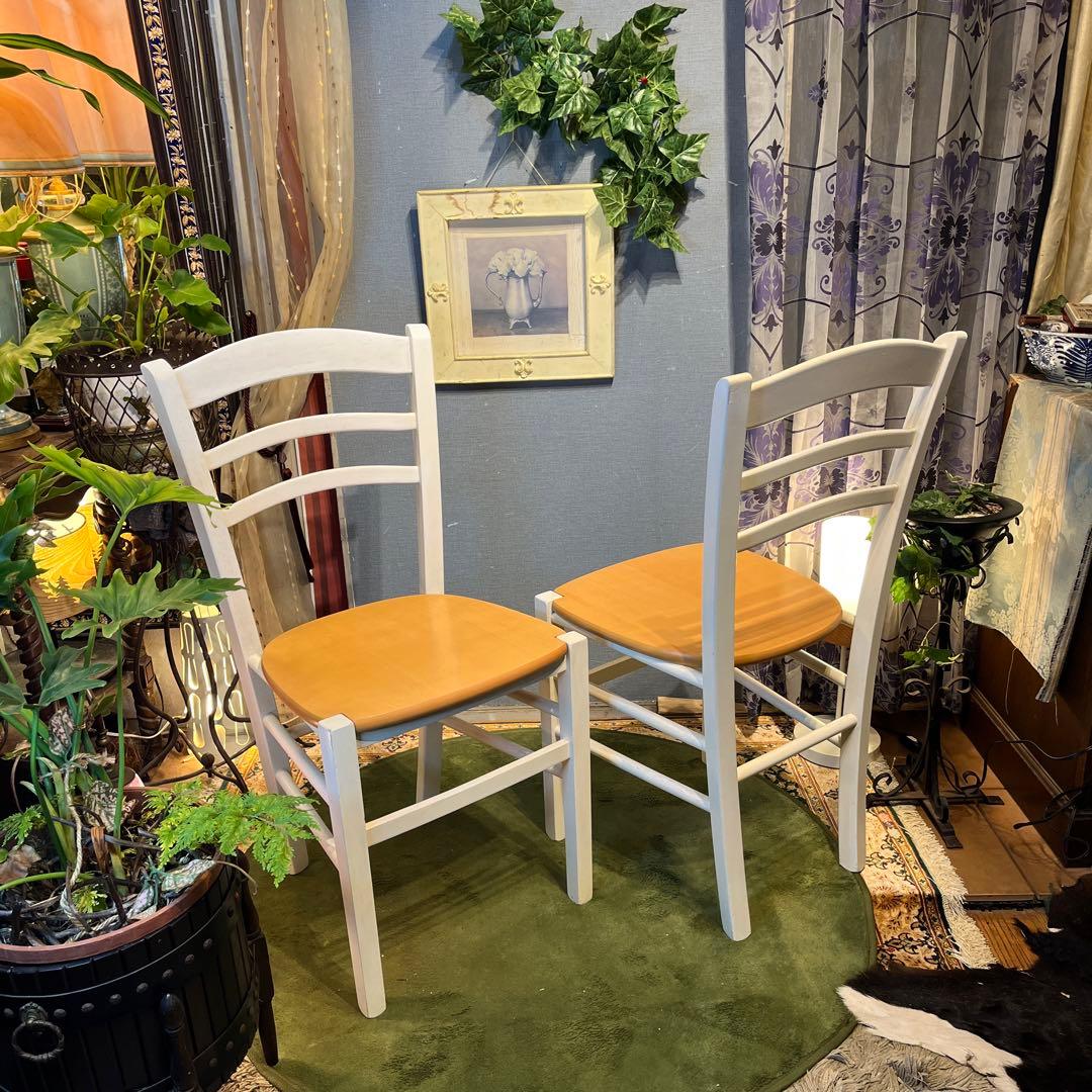 Sale L１　２脚セット　シャビーst 　木製ダイニングチェア