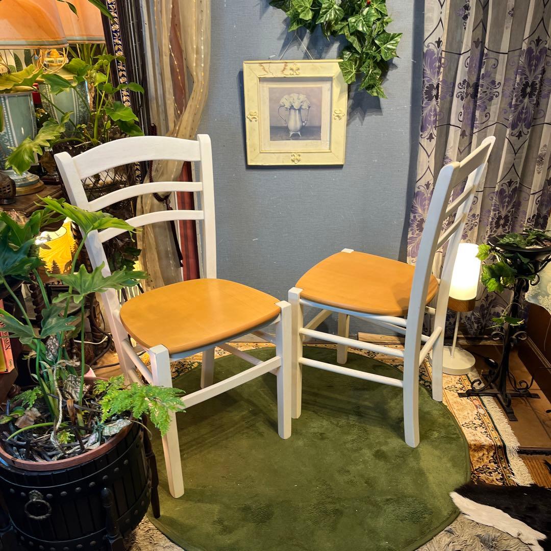 Sale L１　２脚セット　シャビーst 　木製ダイニングチェア