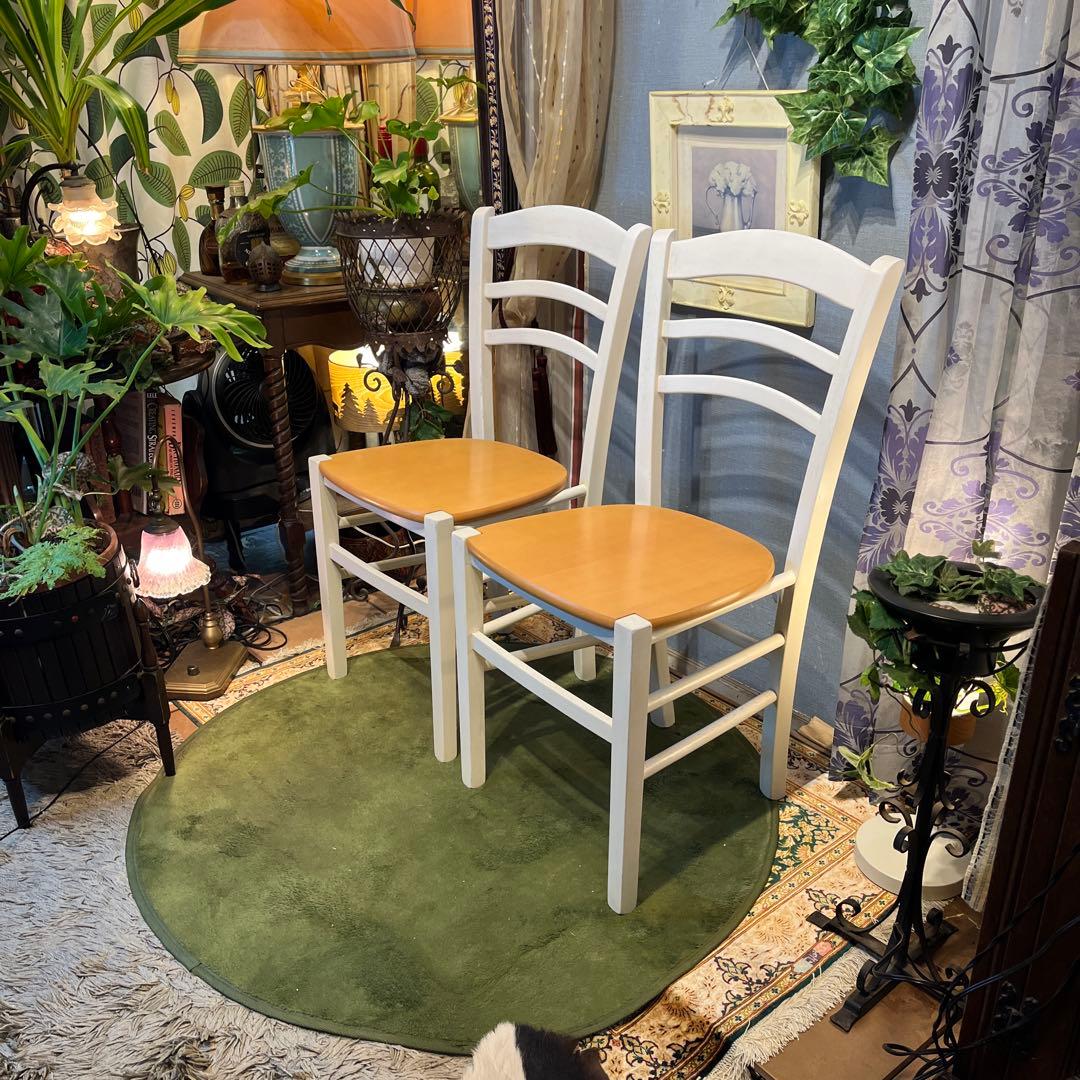 Sale L１　２脚セット　シャビーst 　木製ダイニングチェア