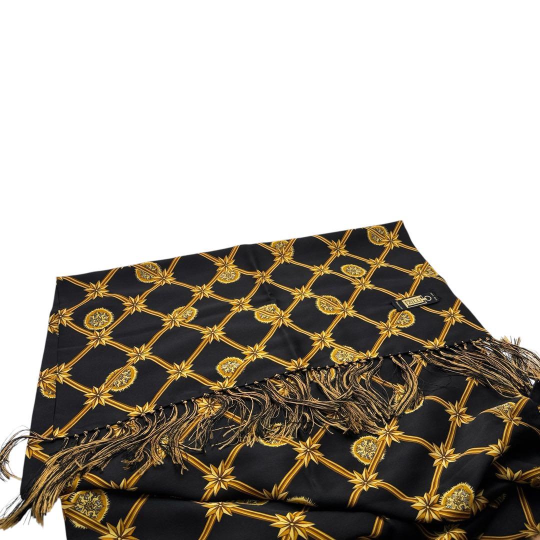 ほぼ未使用タグ付き ZILLI シルク100% 大判ストール マフラー 総柄