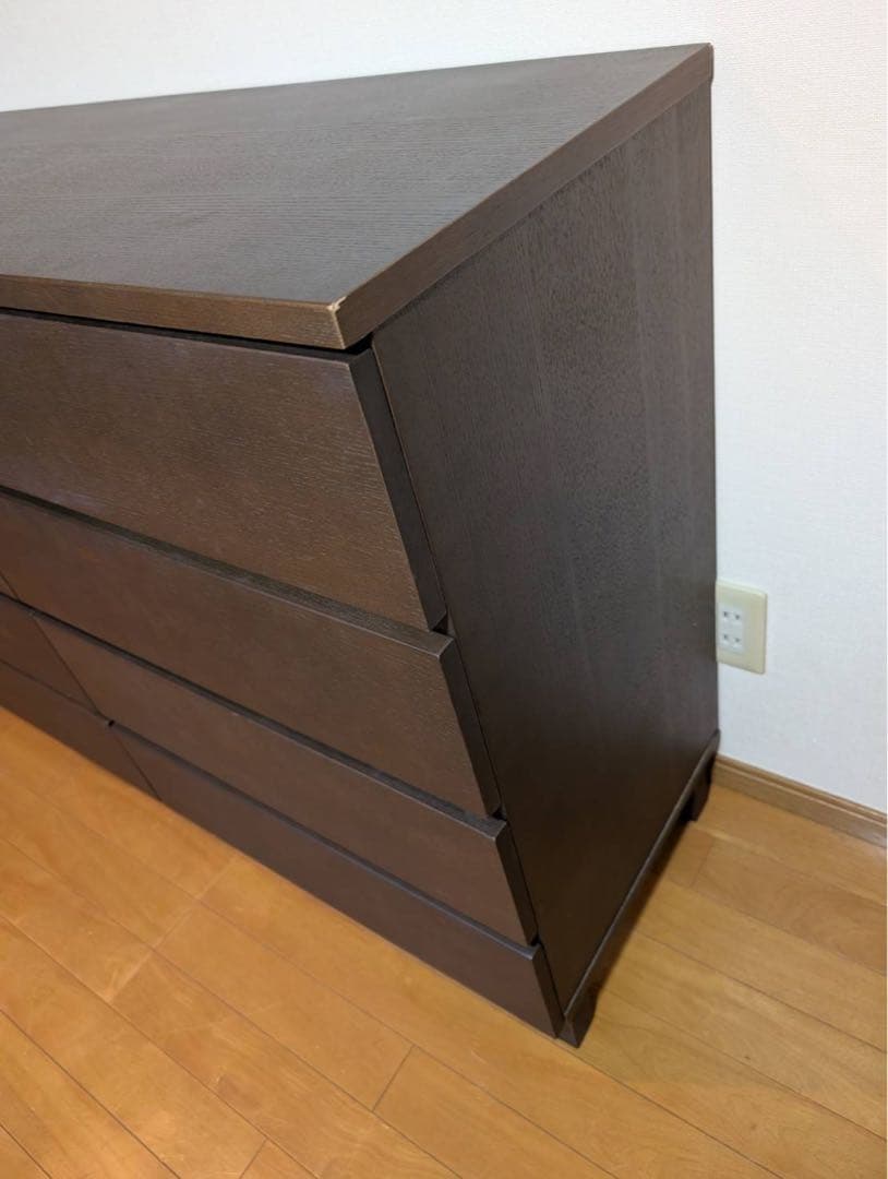 ■送料込■無印良品 木製チェスト 4段ワイド タモ材 タンス 棚 収納廃盤品