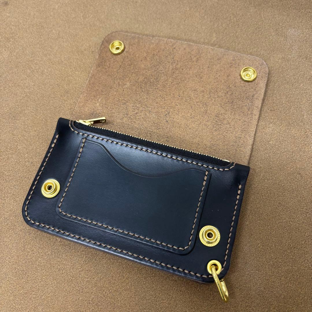 クロムエクセル　トラッカーウォレット　ミドル　黒　茶心　3層