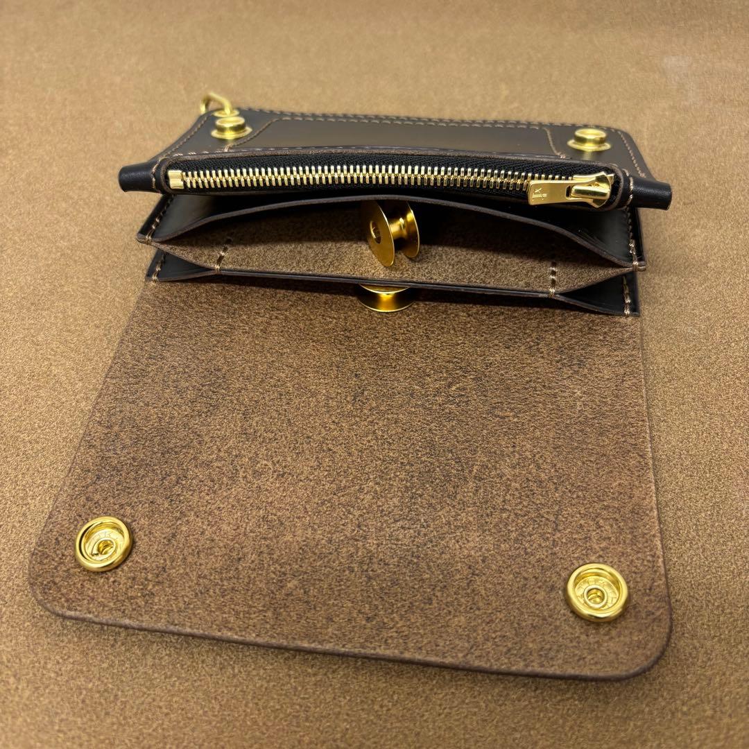 クロムエクセル　トラッカーウォレット　ミドル　黒　茶心　3層