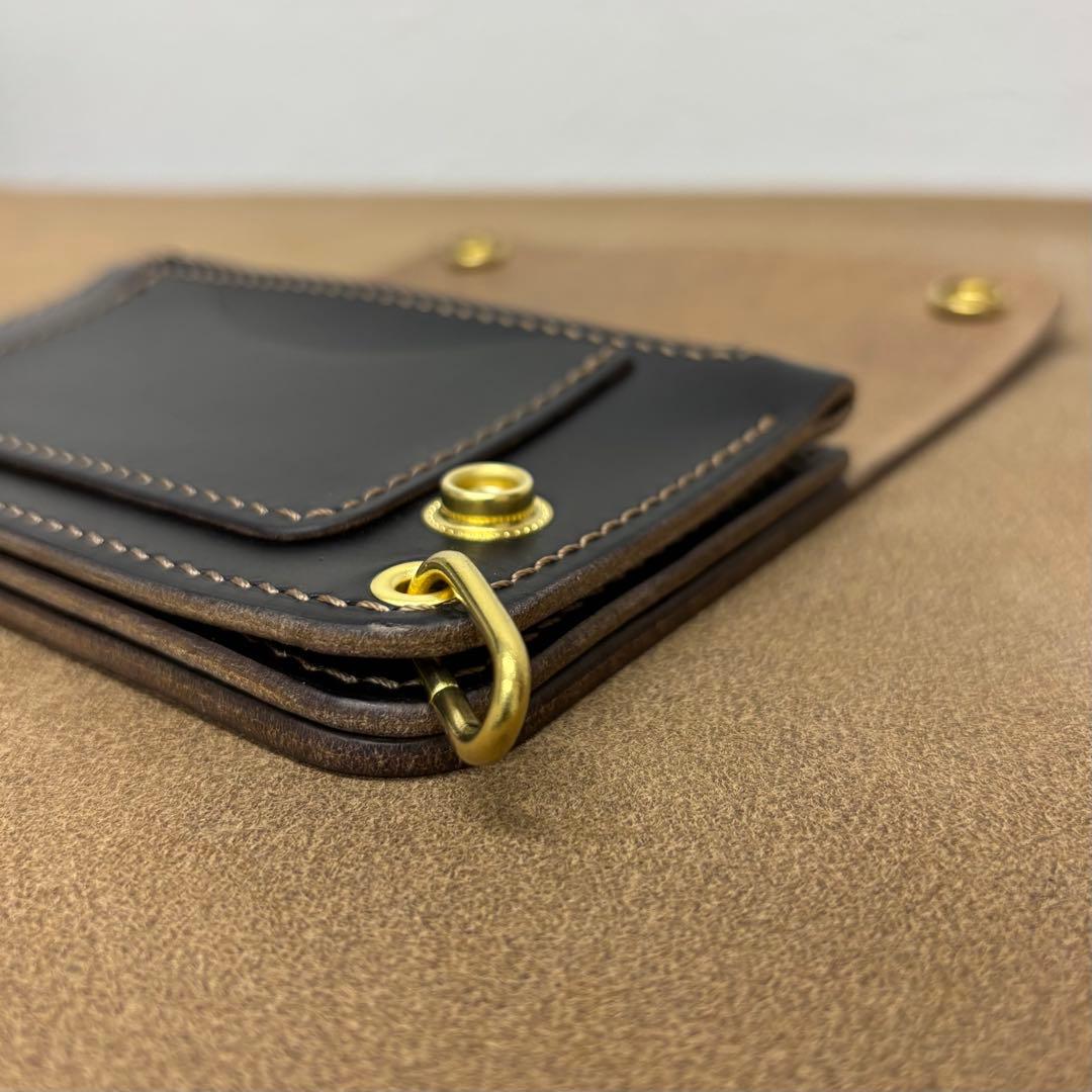 クロムエクセル　トラッカーウォレット　ミドル　黒　茶心　3層