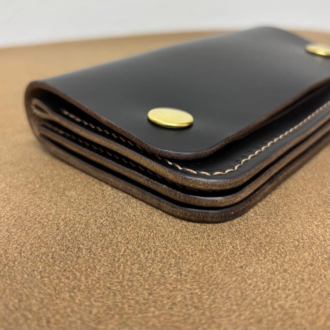 クロムエクセル　トラッカーウォレット　ミドル　黒　茶心　3層