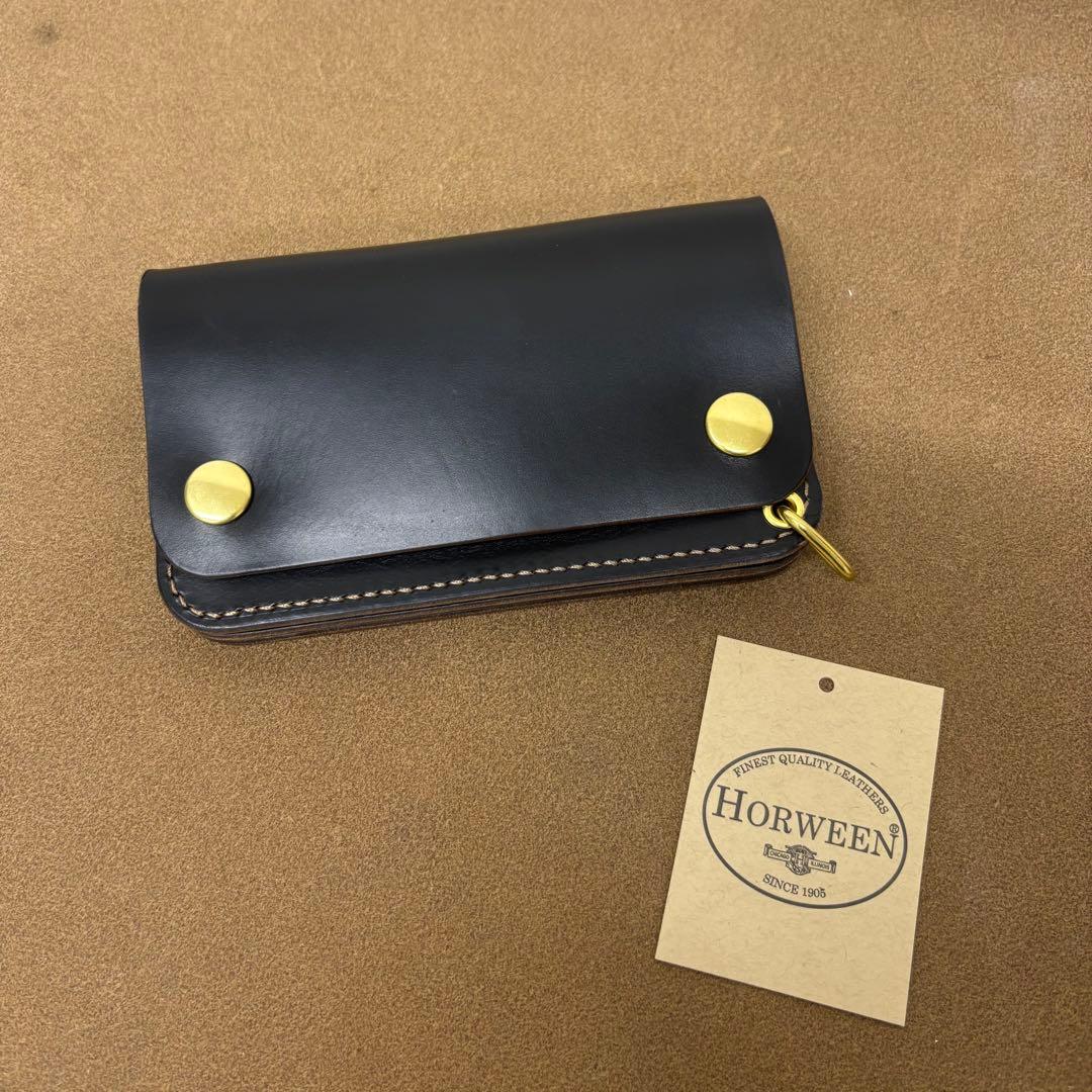 クロムエクセル　トラッカーウォレット　ミドル　黒　茶心　3層