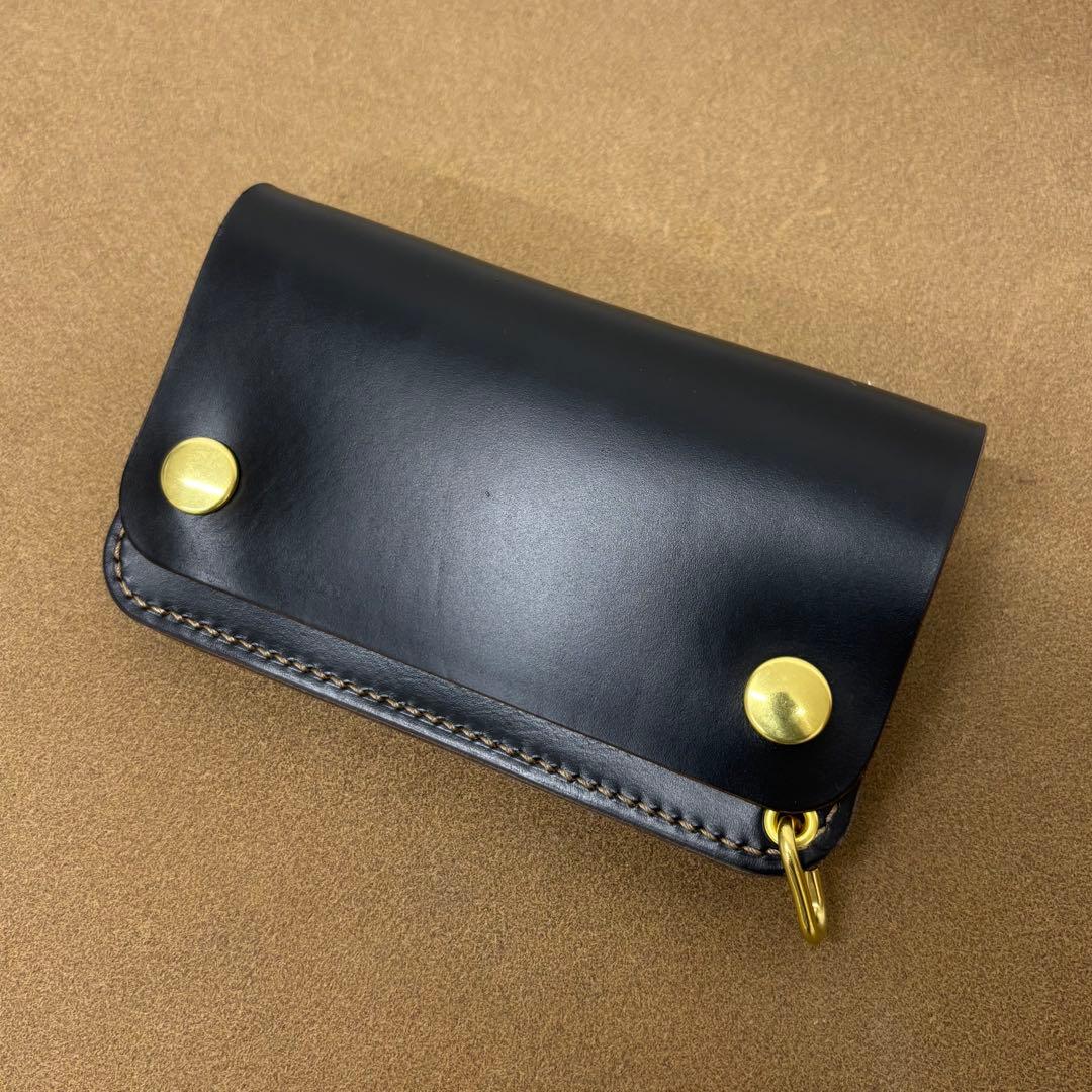 クロムエクセル　トラッカーウォレット　ミドル　黒　茶心　3層