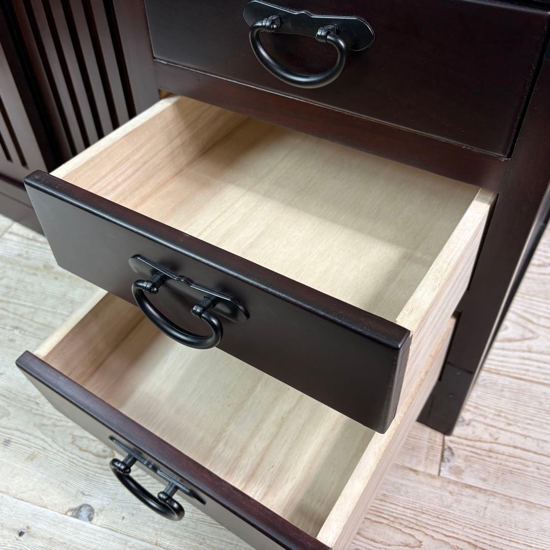 訳あり品【135】民芸家具木製桐材総桐天然無垢和チェスト横長テレビ台サイドボード