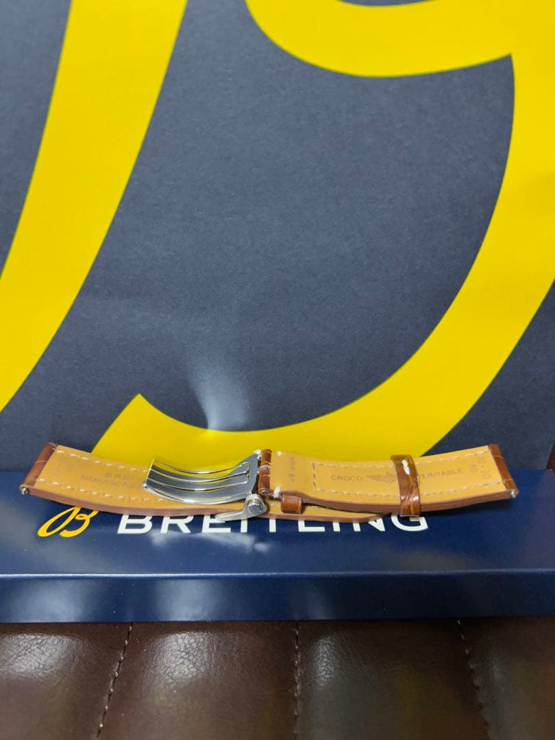 ブライトリング純正 ブラウンアリゲーターストラップ&Dバックル　セット