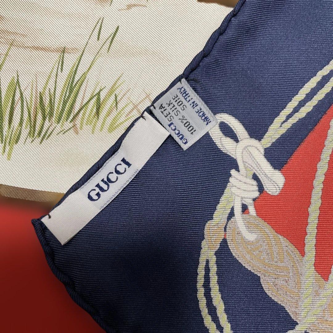 GUCCI スカーフ　♡ハンターと水鳥♡ シルク100%