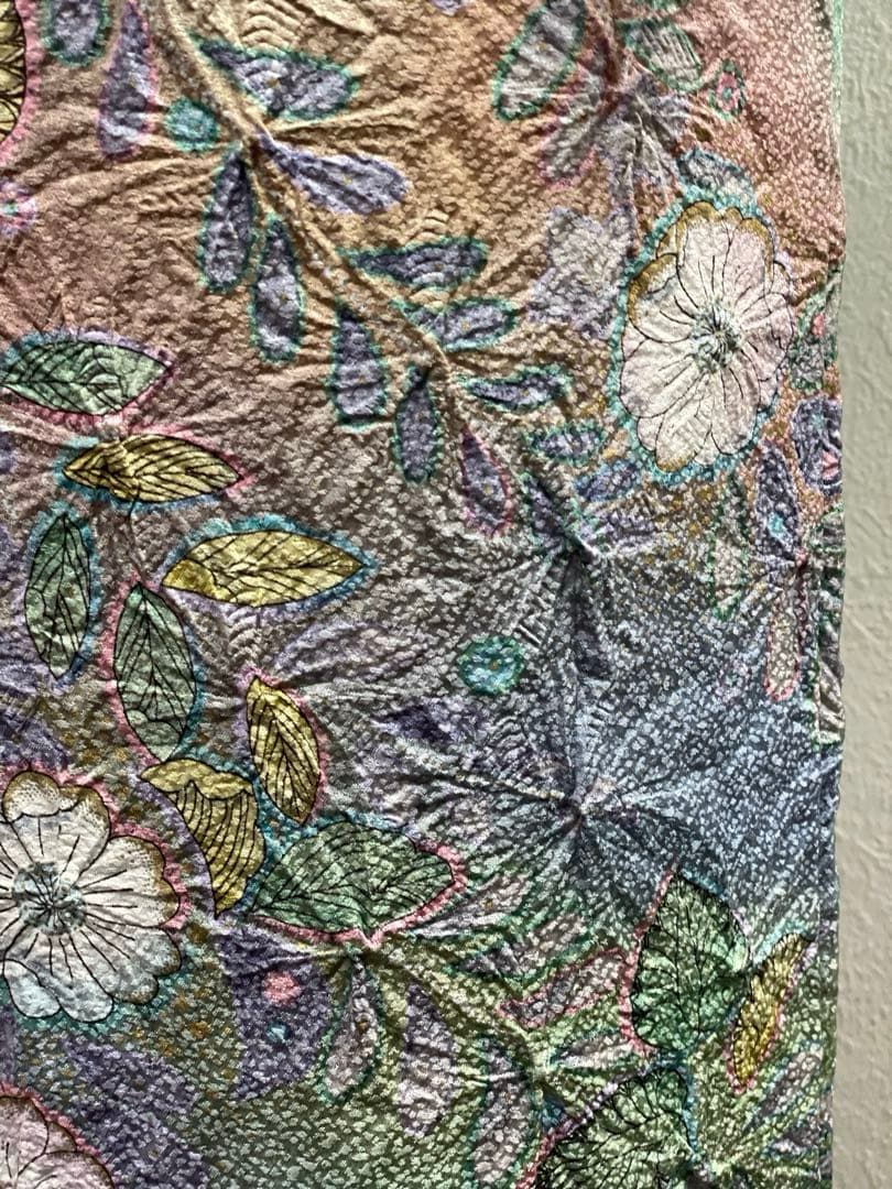 袷　訪問着　辻ヶ花/叩染　正絹　身丈163