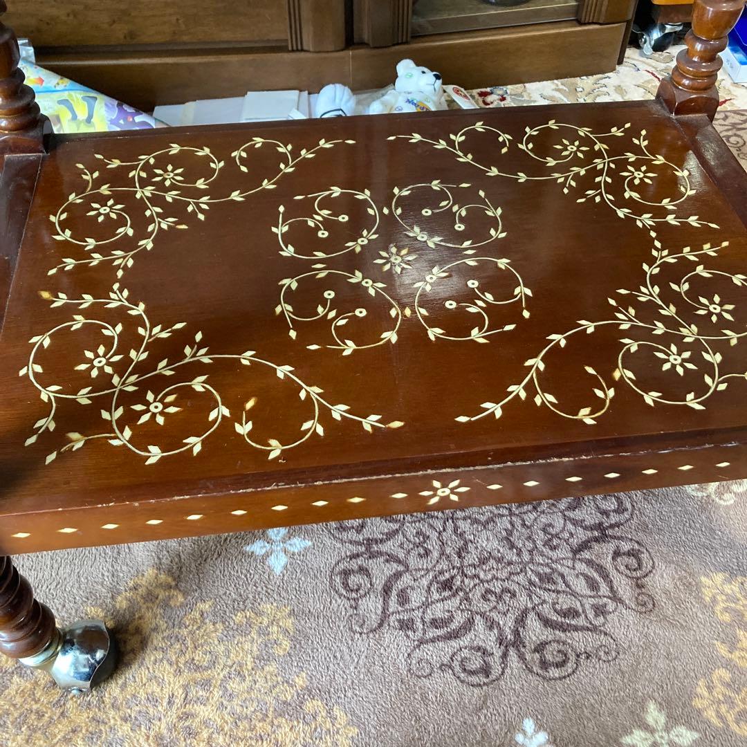 アンティーク 木製テーブル キャスター付き