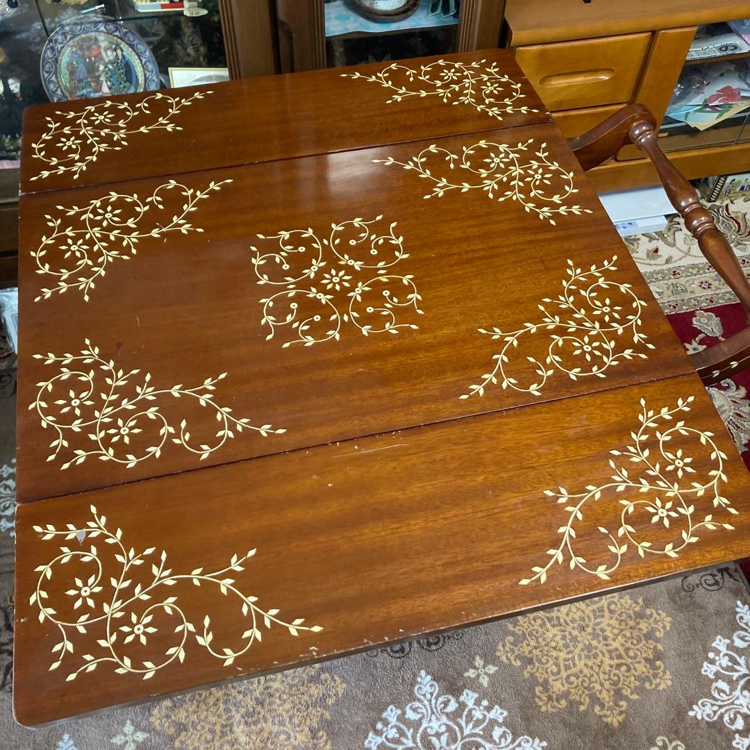 アンティーク 木製テーブル キャスター付き