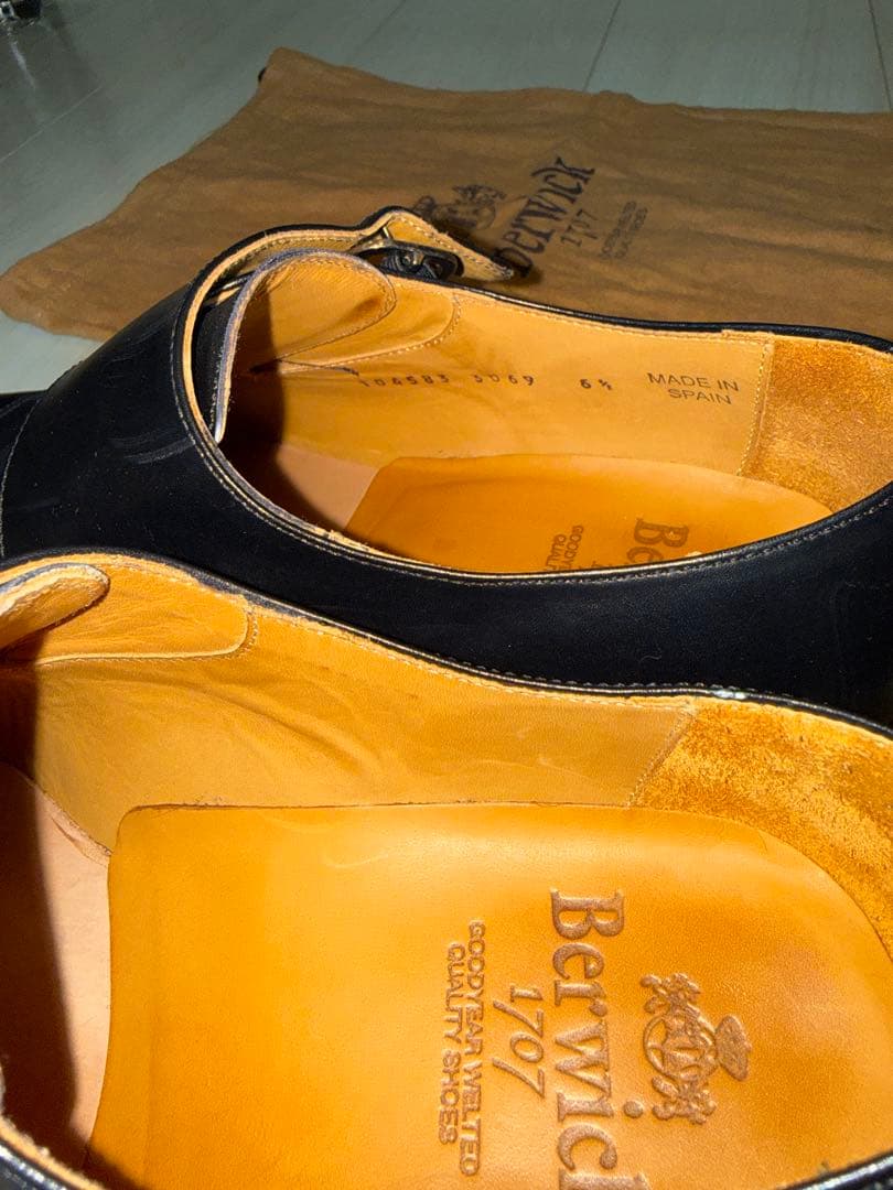 【ほぼ新品】Berwick ダブルモンクストラップシューズ ブラック 収納袋付き