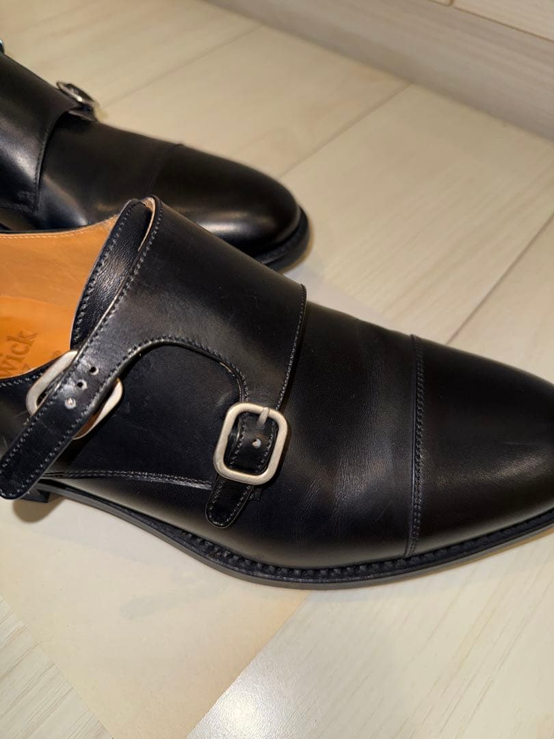 【ほぼ新品】Berwick ダブルモンクストラップシューズ ブラック 収納袋付き