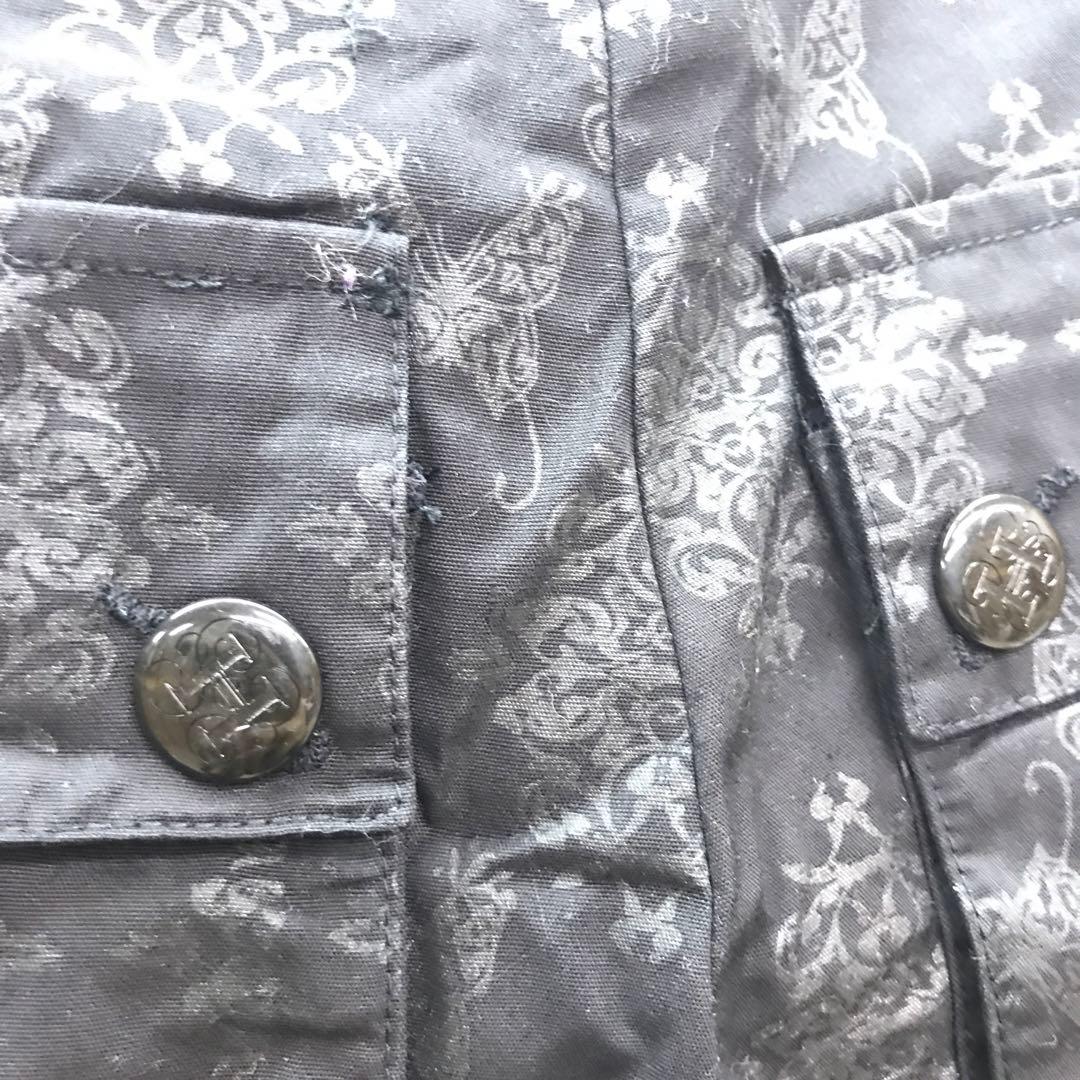 h.naoto FRILL 蝶々 アラベスク総柄 裾フリル クロップドパンツ