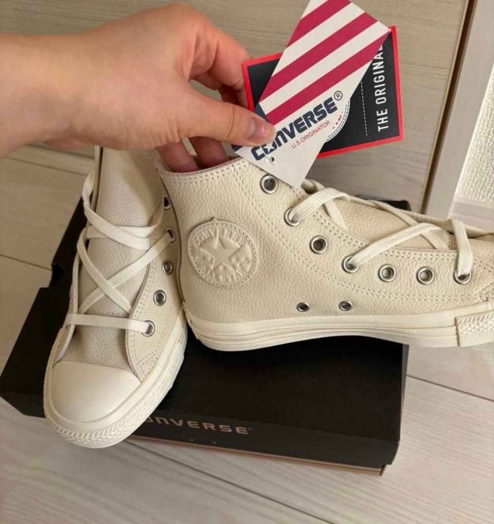 【新品】Ungrid × CONVERSE アイボリーレザーハイカットスニーカー