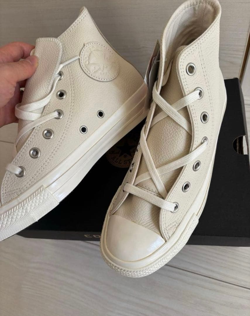 【新品】Ungrid × CONVERSE アイボリーレザーハイカットスニーカー