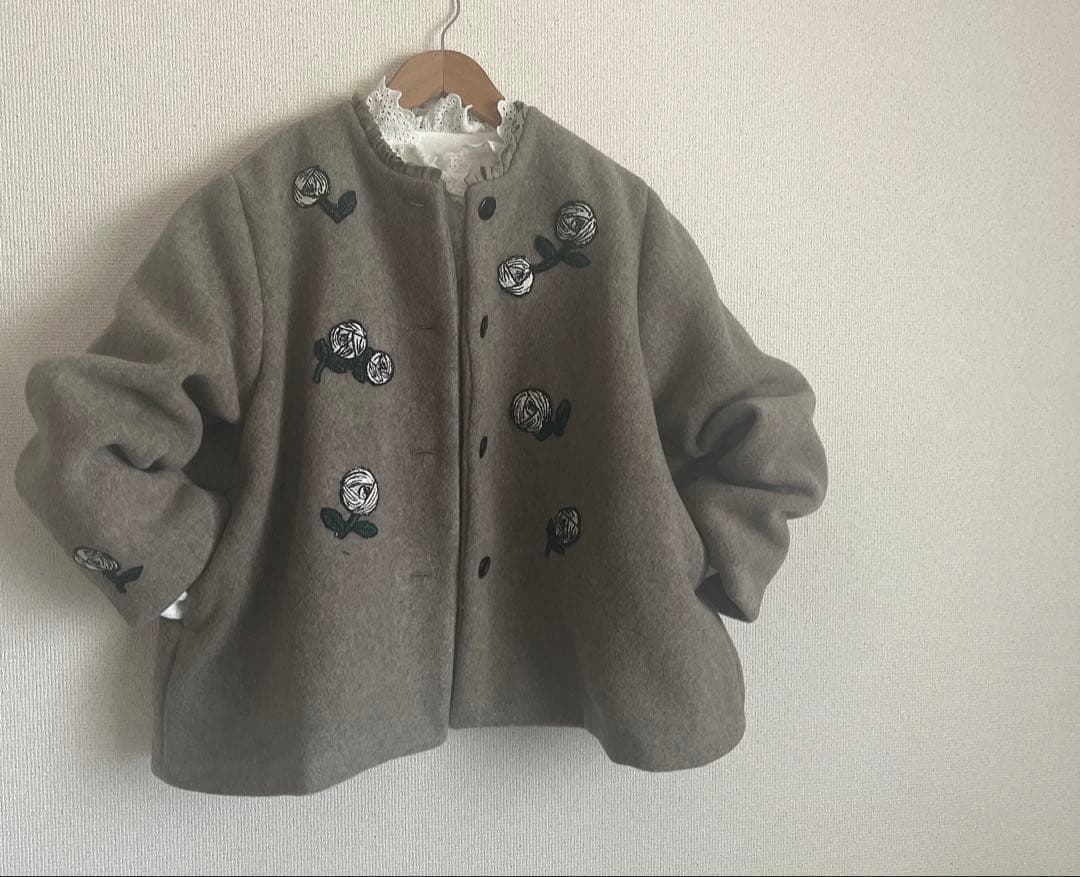 ミナペルホネン　rosy モカ　ウール　ジャケット　コート　総裏　ハンドメイド
