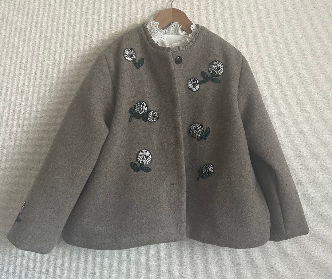 ミナペルホネン　rosy モカ　ウール　ジャケット　コート　総裏　ハンドメイド