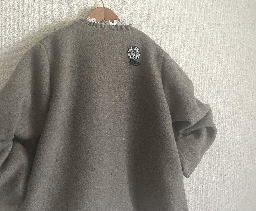 ミナペルホネン　rosy モカ　ウール　ジャケット　コート　総裏　ハンドメイド