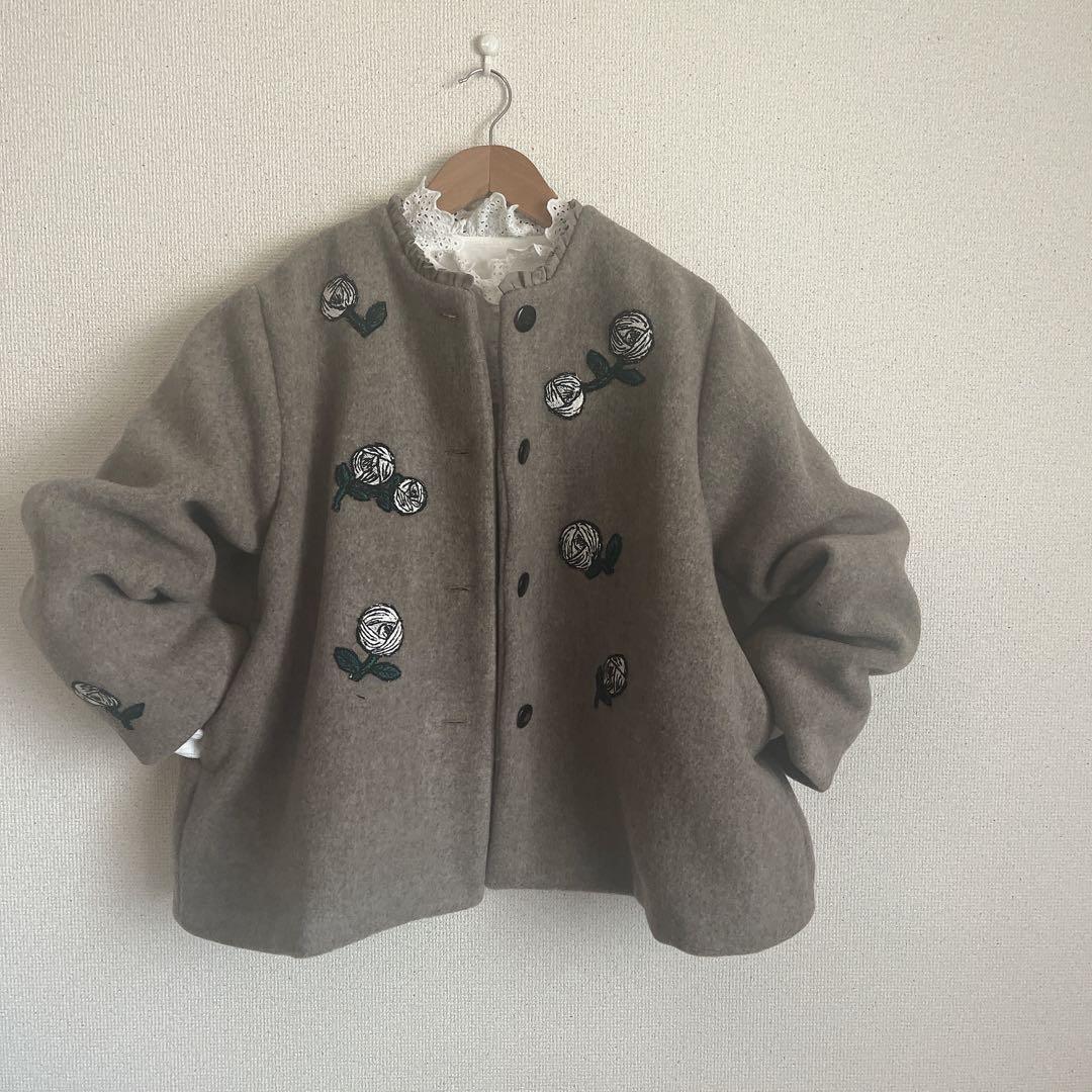 ミナペルホネン　rosy モカ　ウール　ジャケット　コート　総裏　ハンドメイド