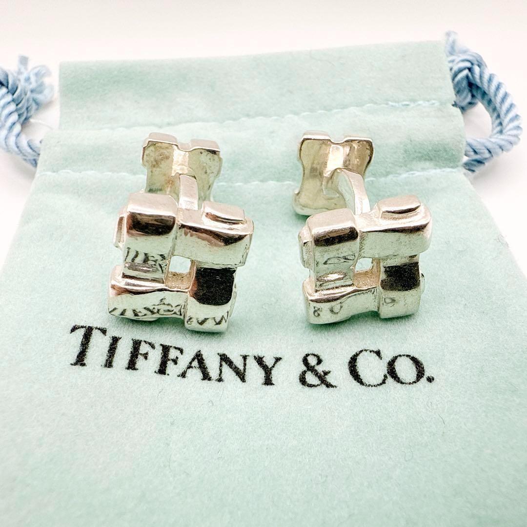 2527-1 【保存袋付き】Tiffany カフス ウォーブン メッシュ