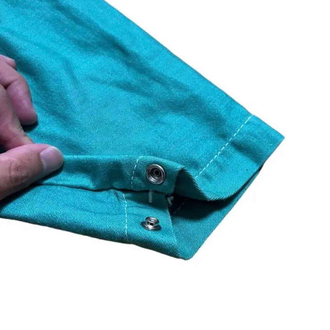 USA製 ステンシル入り ワークジャケット ワークシャツ XL グリーン系