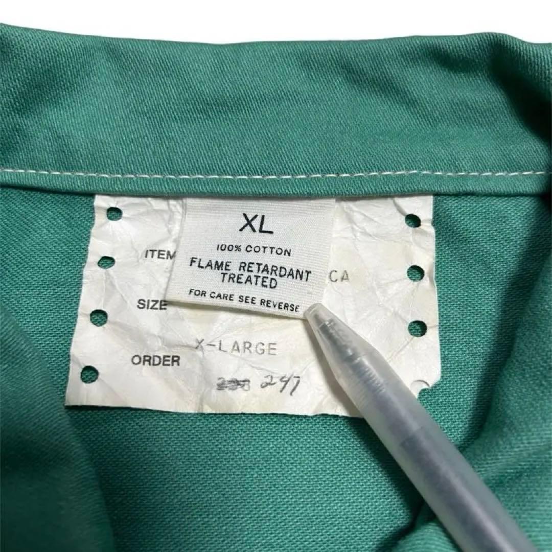 USA製 ステンシル入り ワークジャケット ワークシャツ XL グリーン系
