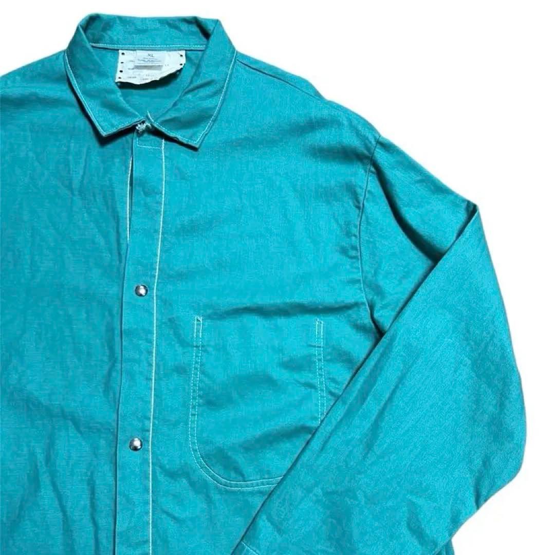 USA製 ステンシル入り ワークジャケット ワークシャツ XL グリーン系