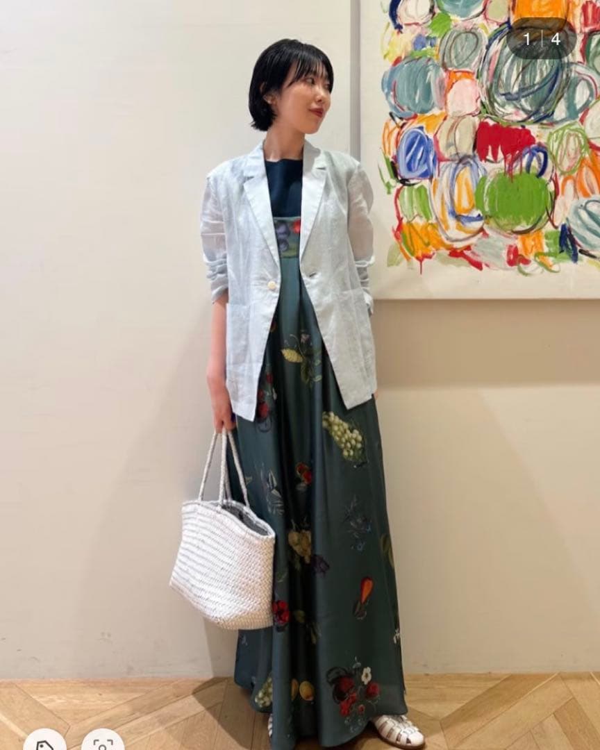 【最終価格】CABaN シルクHARVEST ロングワンピース グリーン