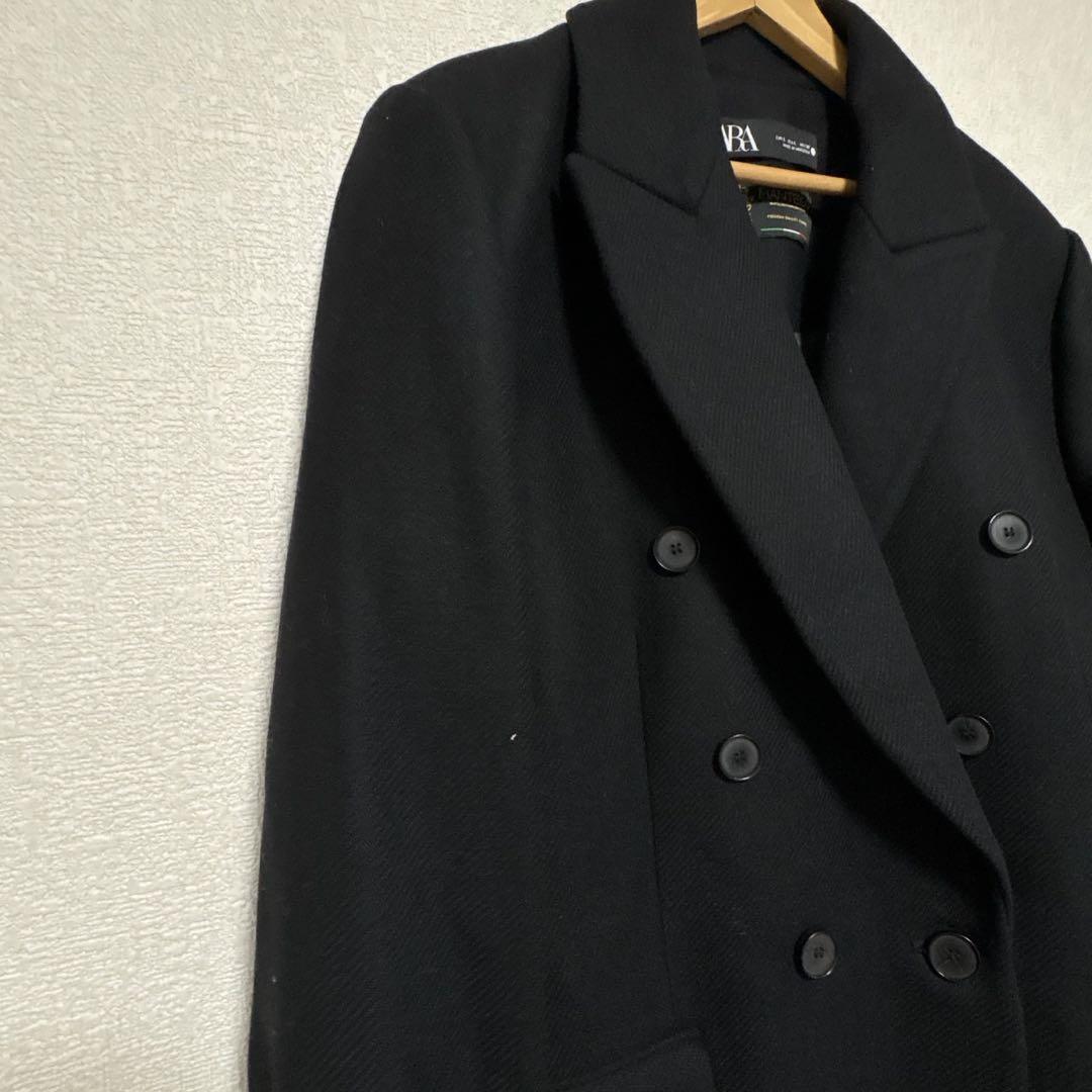 美品　ZARA マンテコ ダブルチェスターコート ブラック　L 人気完売品